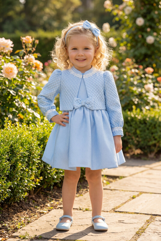 Blue Baby Dress with Jacket and Hair Accessory 6-24 MONTH 35399PR - Clothes