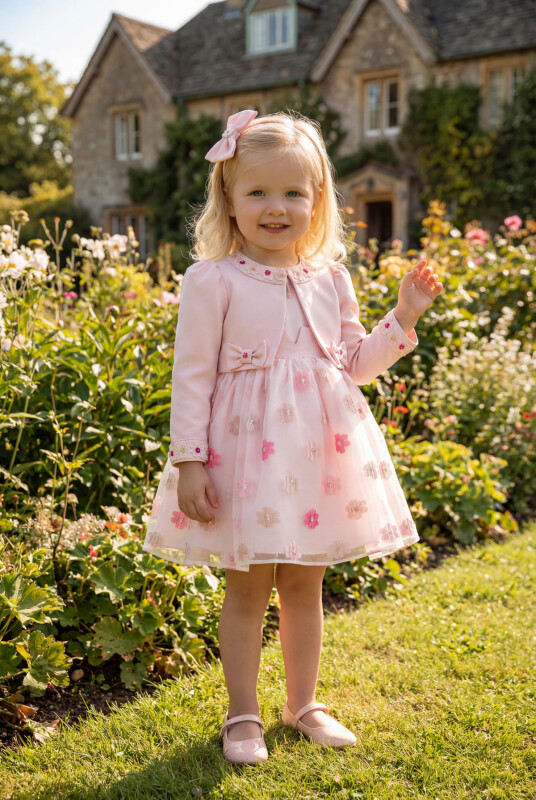 Pink Dress with Bolero and Hair Accessory 6-24 MONTH 35403PR 