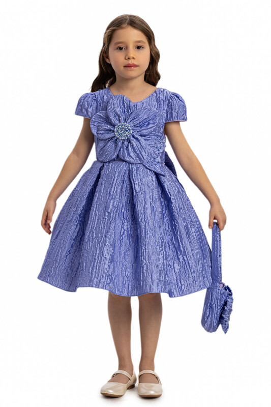 Purple Textured Dress with Matching Bag 3-7 AGE 35443PR - Clothes (1)