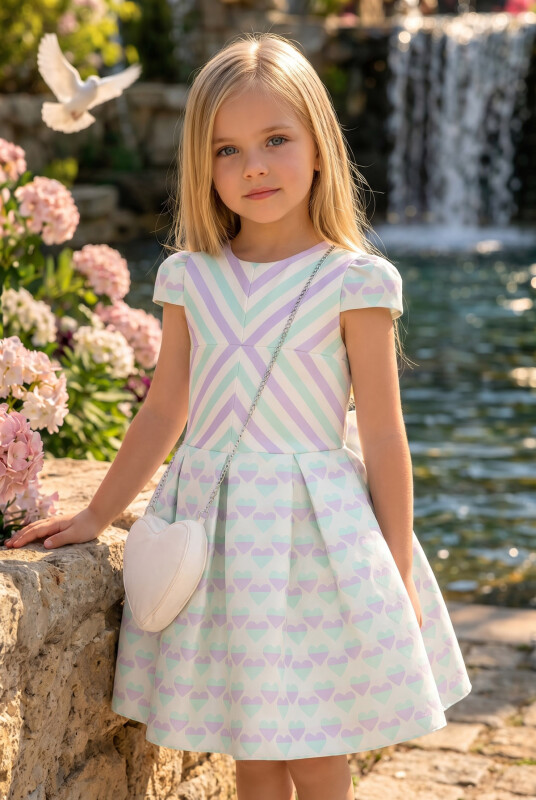 Mint Girls Heart-Patterned Dress 3-7 AGE 34170PR 