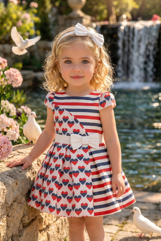 Navy Girls Heart Dress 6-24 MONTH 34171PR 