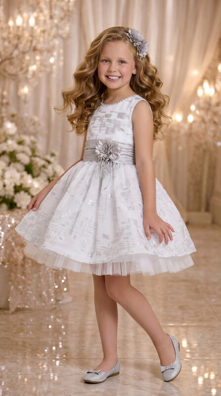 Silver Sleeveless Dress 8-12 AGE 33067PR 