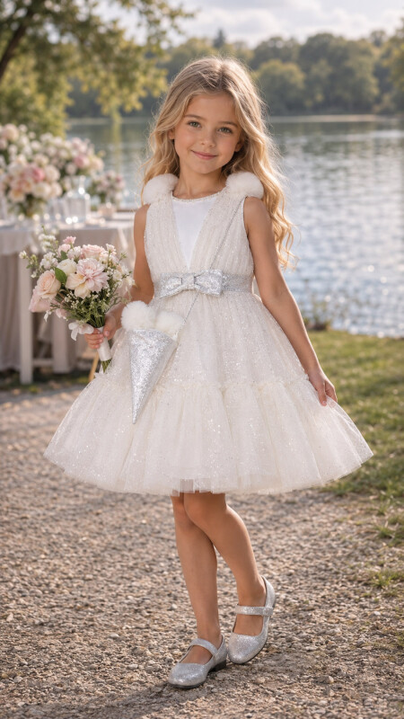 Ecru Tulle Dress for Girls 2-6 AGE 33201PR - Clothes