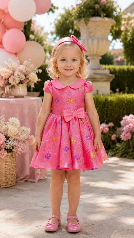 Fuchsia Baby Floral Dress with Hair Accessory 6-24 MONTH 35138PR 