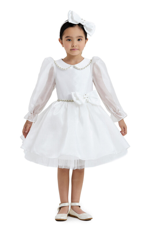 Ecru Baby Collared Dress 2-6 AGE 33071PR 