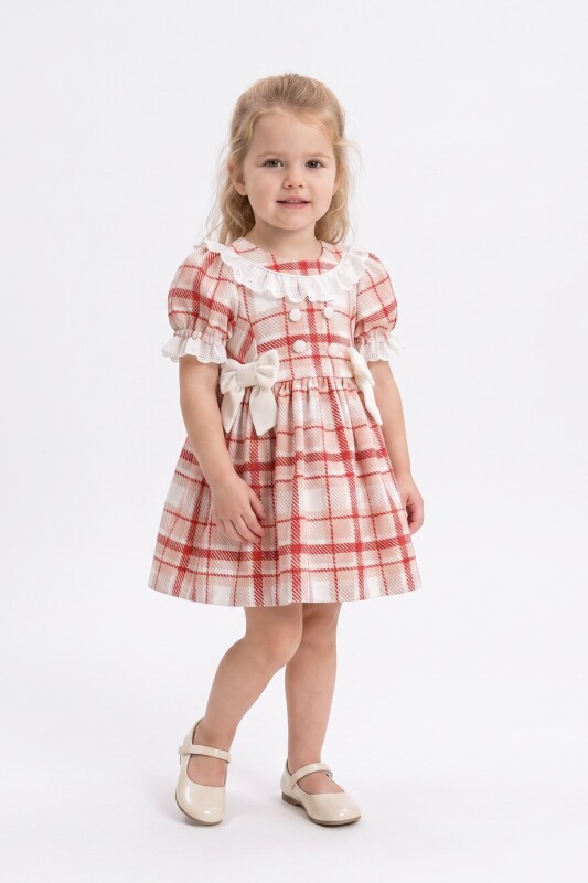 Red Baby Plaid Ruffle-Collar Dress 6-36 MONTH 37083PR - Clothes (1)