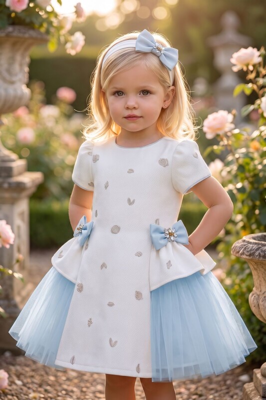 Blue Baby Bow-Detail Layered Dress with Headband 6-36 MONTH 37167PR - Clothes