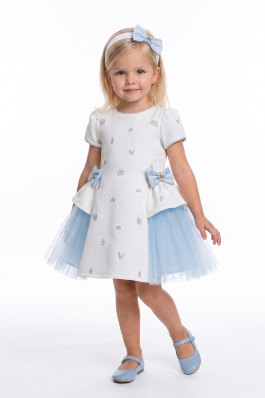 Blue Baby Bow-Detail Layered Dress with Headband 6-36 MONTH 37167PR - Clothes (1)