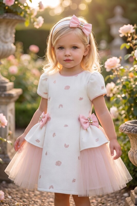Powder Baby Bow-Detail Layered Dress with Headband 6-36 MONTH 37167PR - Clothes