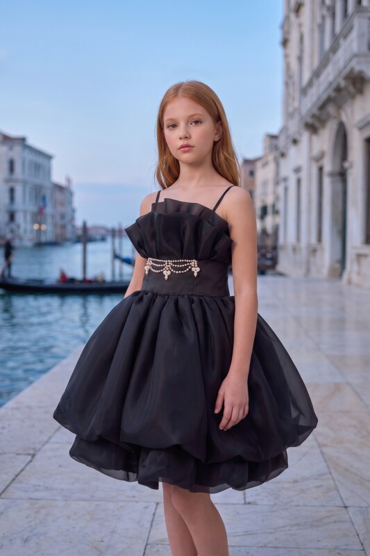 Black Girls Ruffle-Bodice Bubble-Hem Party Dress 9-14 AGE 37265PR - Clothes