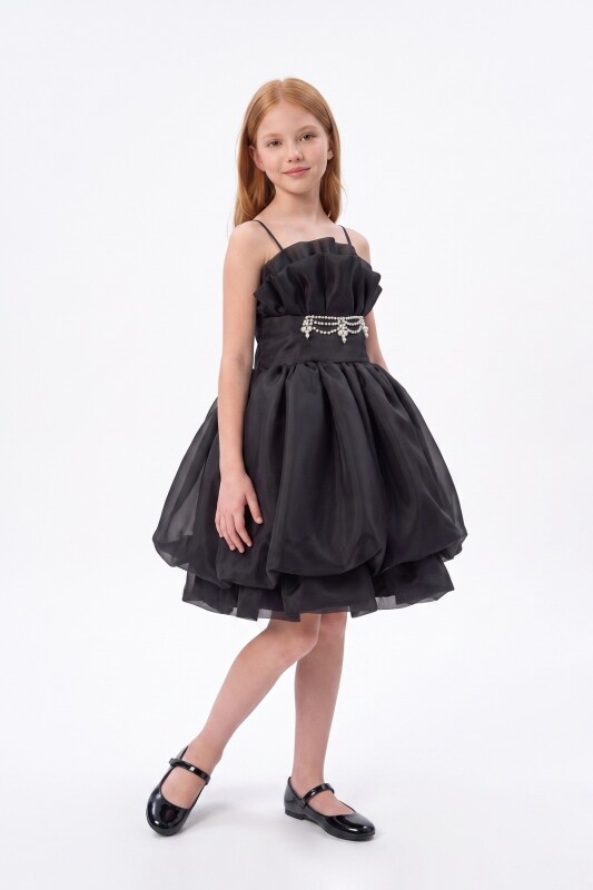 Black Girls Ruffle-Bodice Bubble-Hem Party Dress 9-14 AGE 37265PR - Clothes (1)